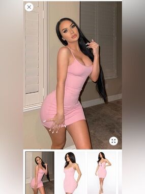 Women's Pink Ribbed Bodycon Mini Dress